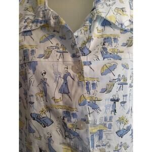 Carolina Colours Top White Blue Print City 18W Paris